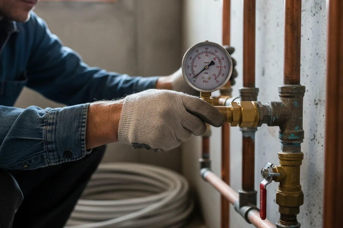 Pressure testing a repaired line during Water Line Repair in New Cuyama