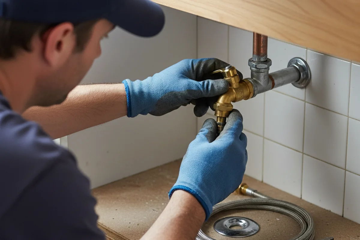 Shutoff valve and fitting work during Faucet and Fixture Repair in New Cuyama